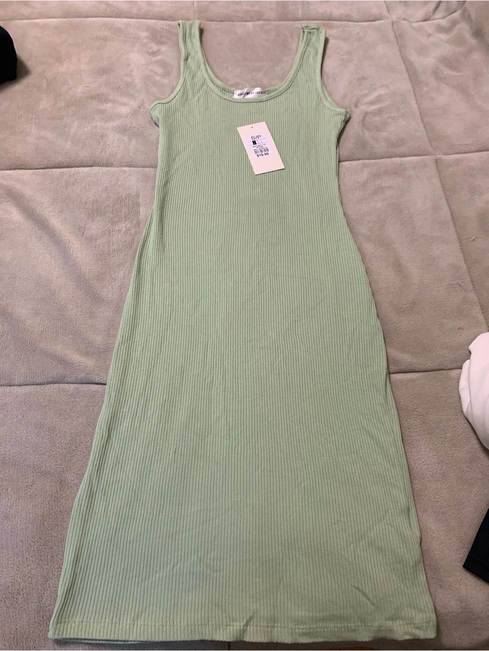 Streetwear Society Ribbed Tank Dress in Mint Green